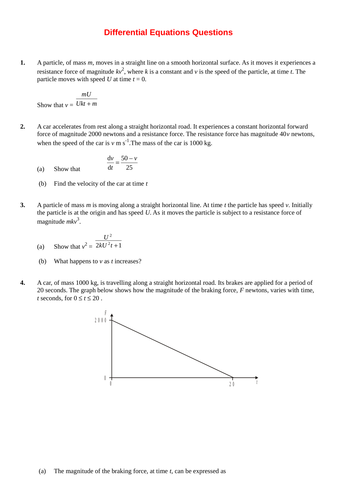 Exercise on D.E. in Mechanics
