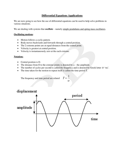 Differential Equations Applications