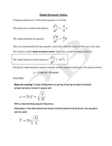 Simple Harmonic Motion