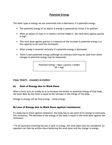 Potential Energy