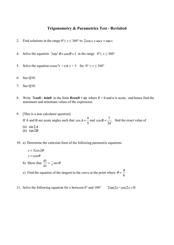 Trig and Parametric Equations