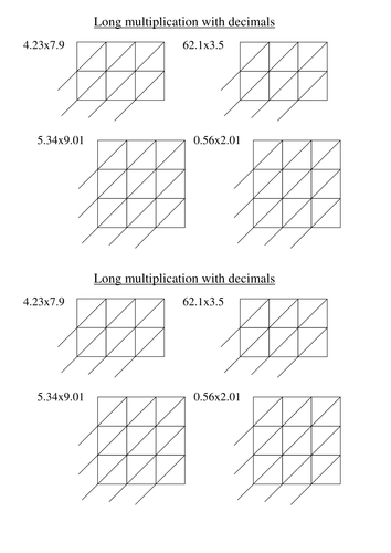 KS4 Worksheet – L6 Gelosia Decimal Multiplication by mrbuckton4maths