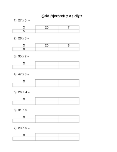 blank grids for the grid method by zoelarbey - Teaching Resources - TES