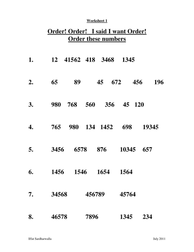 Ordering Numbers