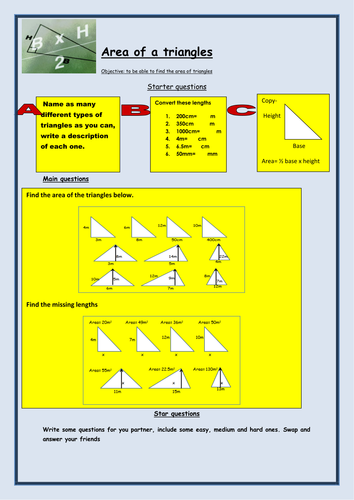 Area of triangles | Teaching Resources