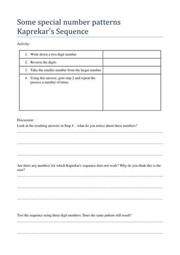 Some special number patterns