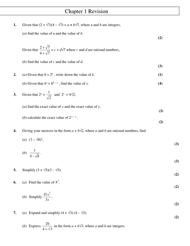 C1 Chapter 1 revision | Teaching Resources