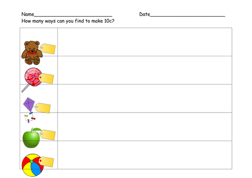 Ways to make 10c worksheet 