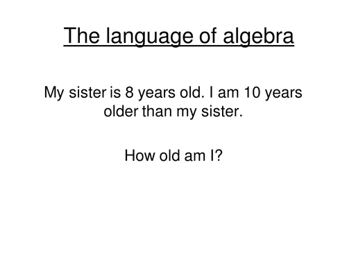 The language of Algebra starter