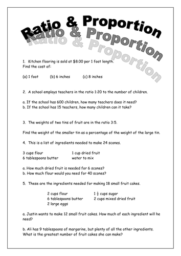 Ratio & Proportion handouts | Teaching Resources