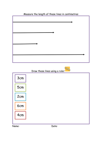 Drawing Lines With A Ruler Worksheet : Measuring and drawing lines activity worksheet by auntie