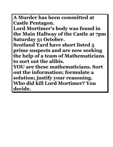 Math Murder Mystery (Speed, Distance, and Time)