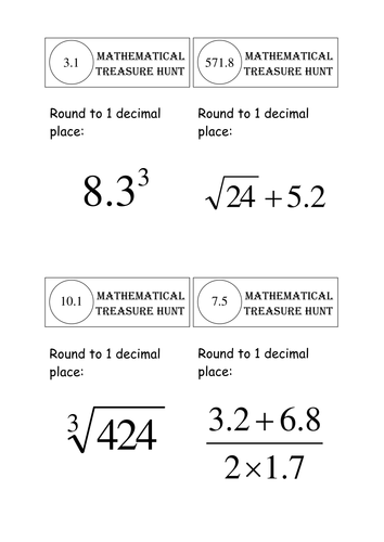 Use of Calculator Mathematical Treasure Hunt