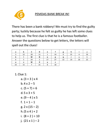 Order of Operations Clues