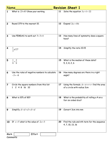 HW review Sheets