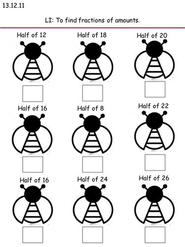 ladybirds halving sheet teaching resources