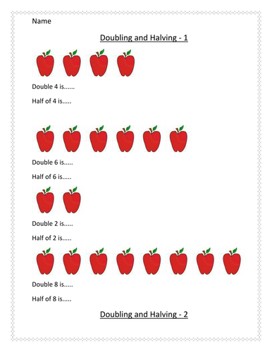 doubling and halving simple and clear worksheets by nmarwood uk