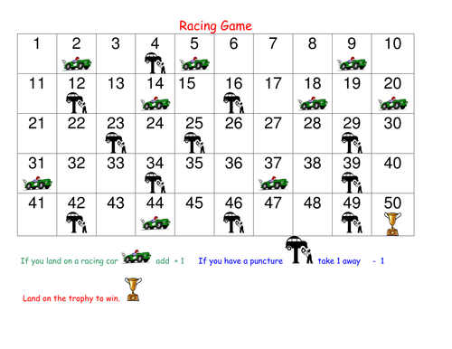 Math board game - racing car game