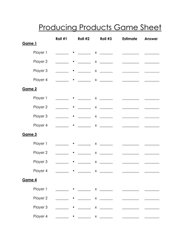 Producing Products Game | Teaching Resources
