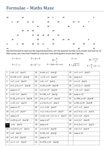 Formulae Maze