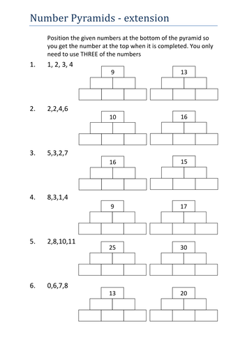 Number Pyramids | Teaching Resources