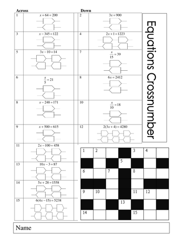 Equations by flowchart crossnumber
