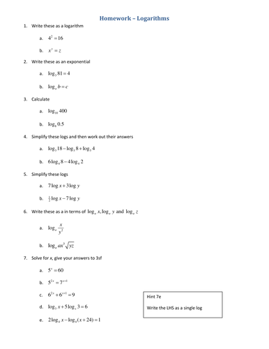 Logarithms | Teaching Resources