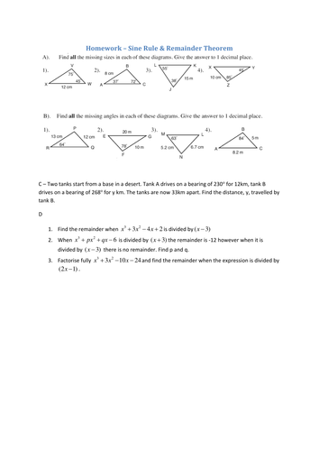 Factor and remainder theorem worksheet picture