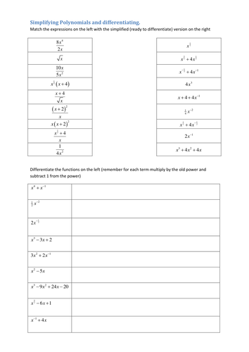 Differentiating & simplifying polynomials