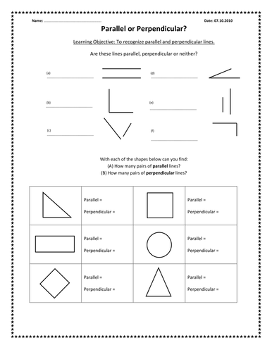 Parallel and perpendicular lines | Teaching Resources