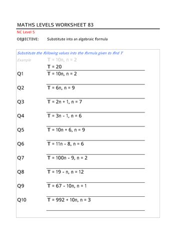 Substituting Values