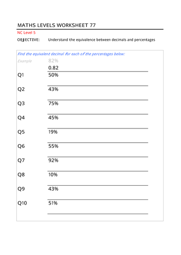 Decimals and Percentages