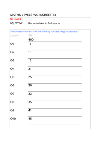 Calculating Squares
