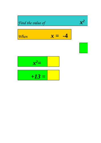 Interactive Substiutute into Quadratic Expressions