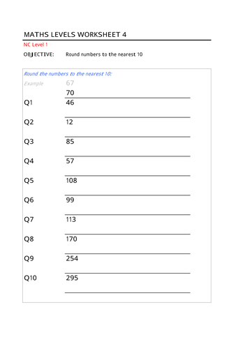 Rounding to the nearest 10