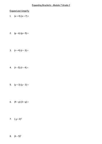 Handout - Expanding Brackets | Teaching Resources