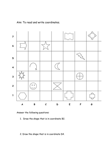 Reading and Writing Coordinates | Teaching Resources