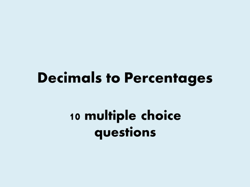 Decimals to percentages starter