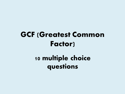 HCF multiple choice starter