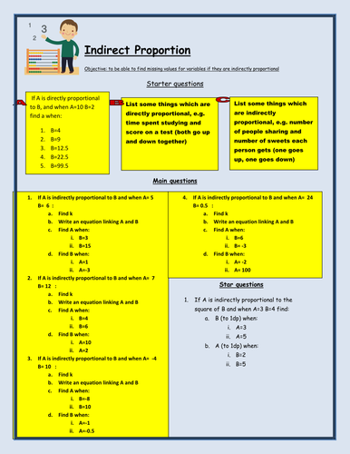 Indirect / Inverse Proportion handout
