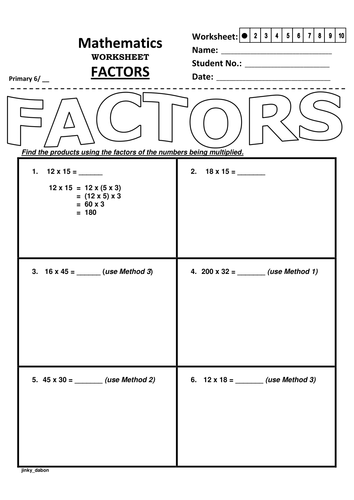 Find the product of a number using factors | Teaching Resources