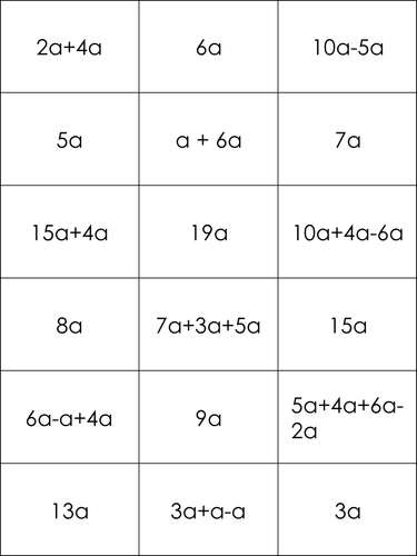 Collecting like terms matching cards