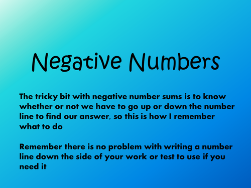 Negative Numbers / Directed numbers PowerPoint