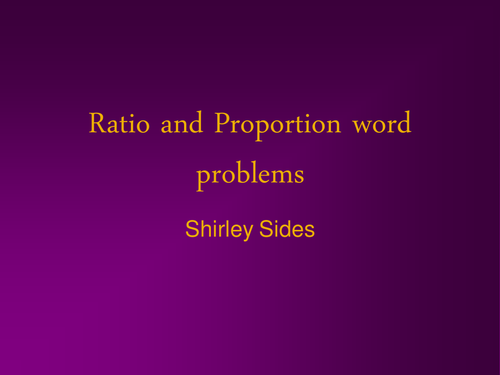 Ratio and proportion word problems