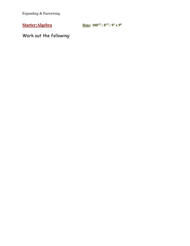 Expanding & Factoring intro lesson