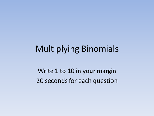 Multiplying Binomials PowerPoint