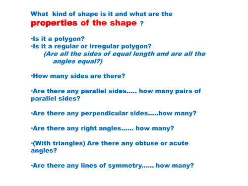 Properties of 2D shapes