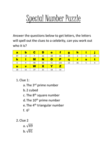 Primes; squares and roots puzzle