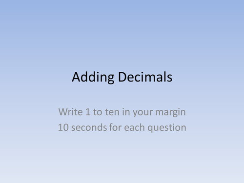 Addition of decimals test -- Maziarz mapped