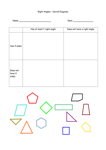 right angles iwb carroll diagram worksheet by uk teaching resources tes